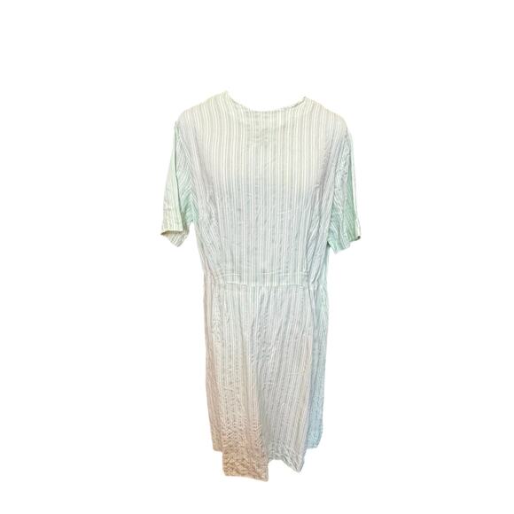 1950s Vintage Mint Green Textured Stripe Dress Restored & Ready Soft Minimalist - Picture 6 of 7